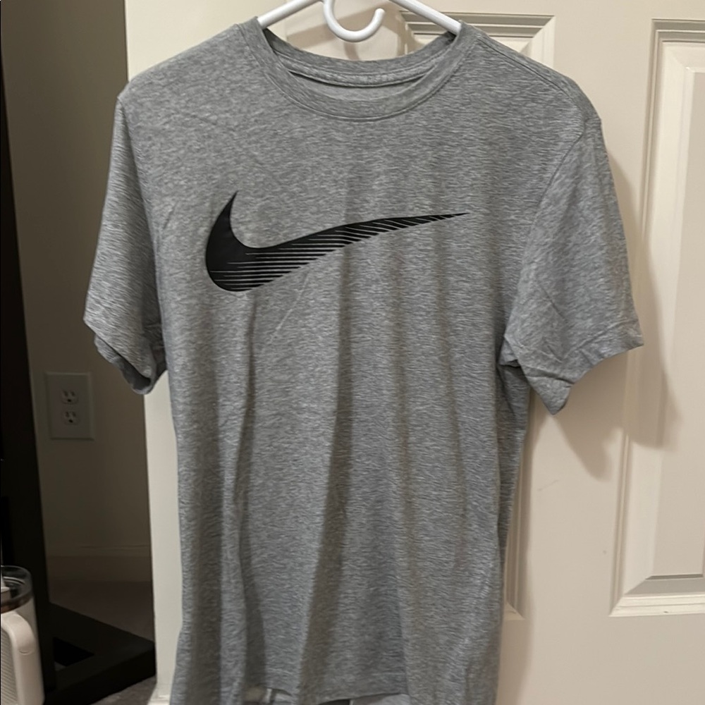 Nike Gray Short Sleeve Tee with Black Swoosh